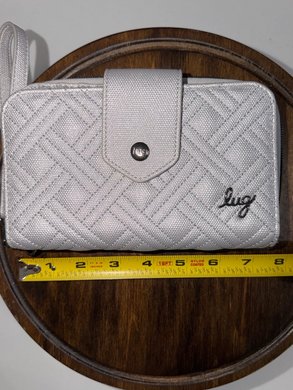 Lug Luxe VL Foxtrot Wallet Wristlet Metallic Silver RFID Snap Zip Organizer - Picture 2 of 13